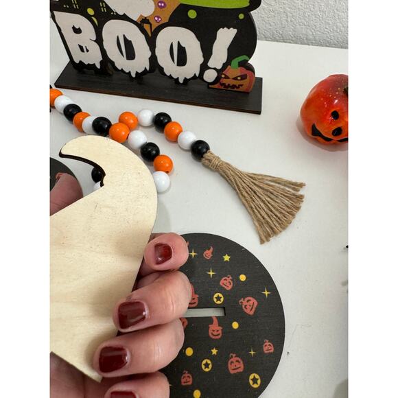 NWOT 9 Piece Halloween Table Top Decor Set Witch Pumpkin Gnome Hat Decoration - Picture 4 of 8